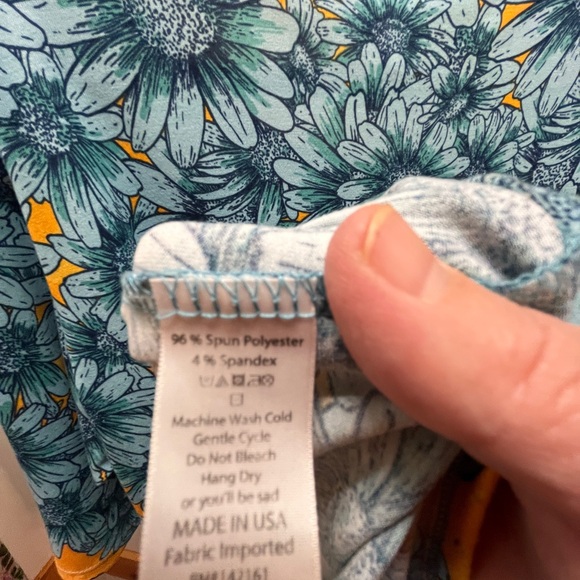 LuLaRoe Teal Floral Midi Dress with Mustard Accents - Picture 4 of 5